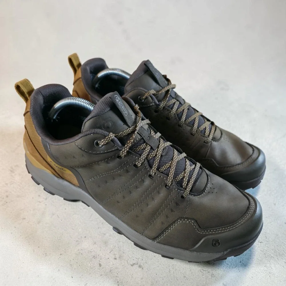 Oboz Sypes Low Leather B-DRY Men's 12 Hiking Shoes Brown Black‎ Trail Boots